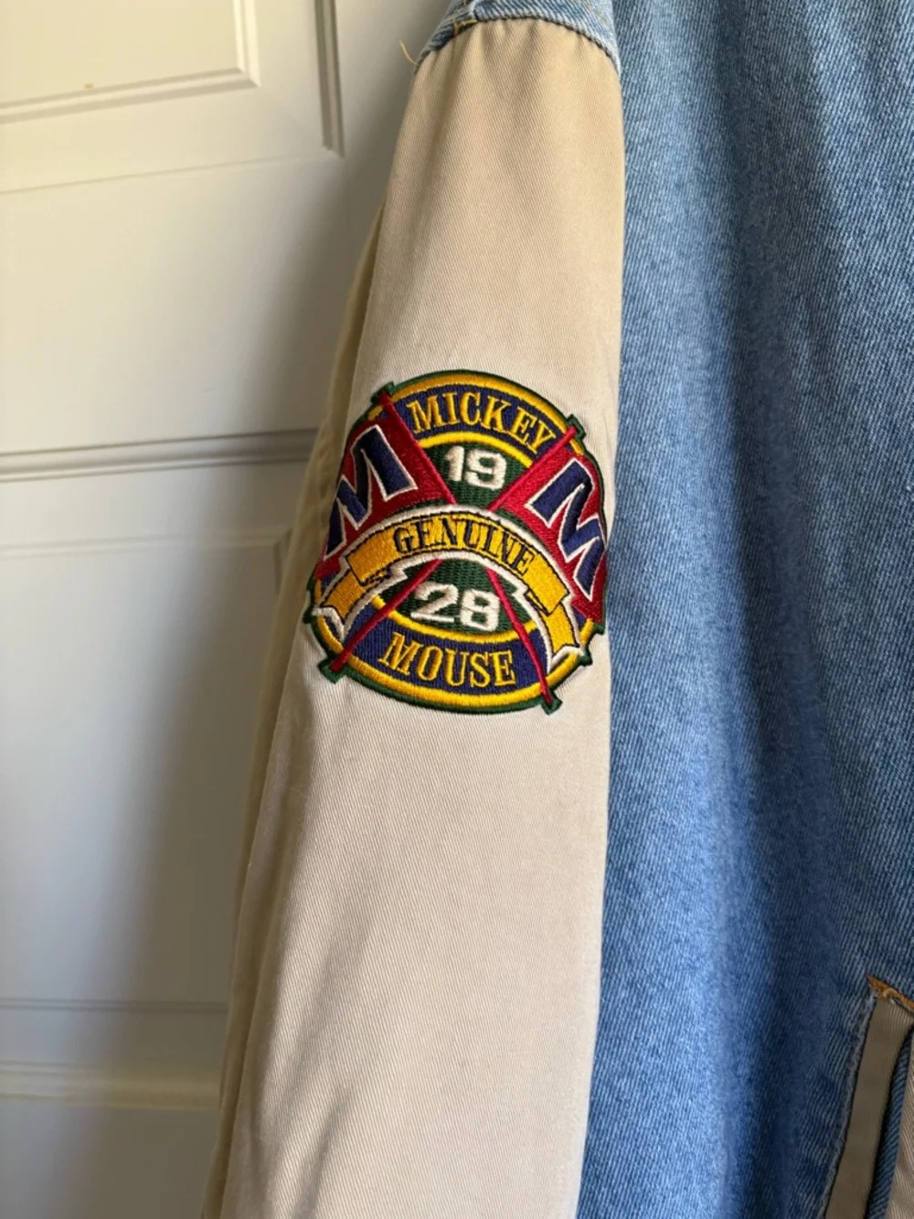 Denim and Cream Hooded Varsity Jacket - Blue/Cream - Picture 2 of 9